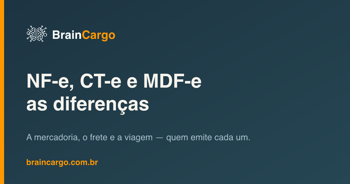Diferenças entre NF-e, CT-e e MDF-e no transporte de cargas — BrainCargo